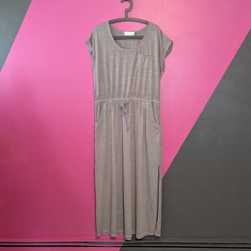 Beige Maxi Dress with Side Slits